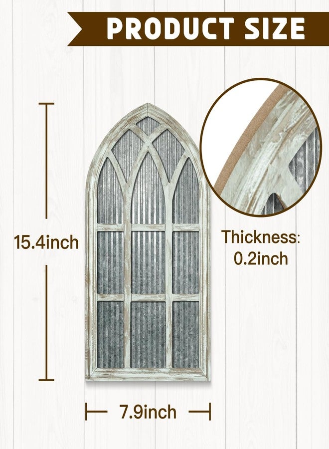 Putuo Decor Weathered White Gothic Arch Window Wall Decor, Rustic Cathedral Frame for Farmhouse Living Room Hallway - Image 2